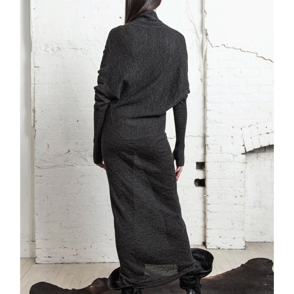 Nicholas K x Free People Rev Sweater M Gray Black Long Reversible Maxi Dress - Picture 8 of 15